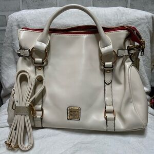 Dooney & Bourke Cream Satchel with Gold Accents
